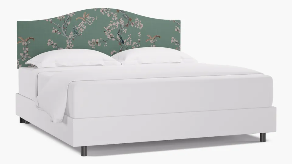 Camelback Headboard, Mint Cherry Blossom, King