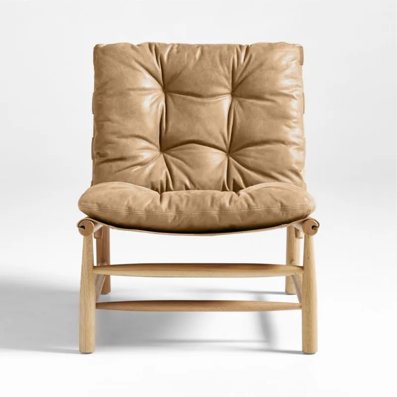 Henning Wood and Leather Accent Chair