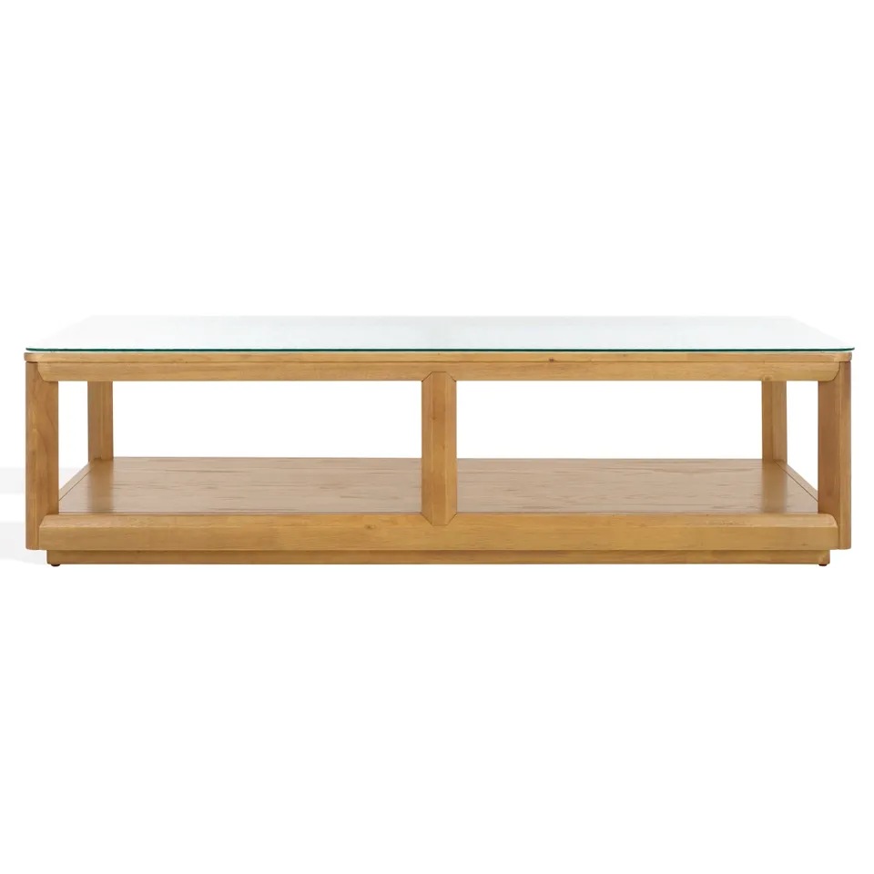 Benecarlo Glass Top Coffee Table - Natural/Clear