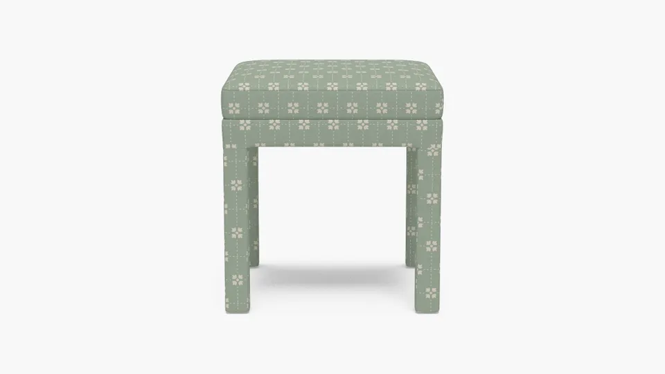 Parsons Ottoman, Soft Sage Meadow Check