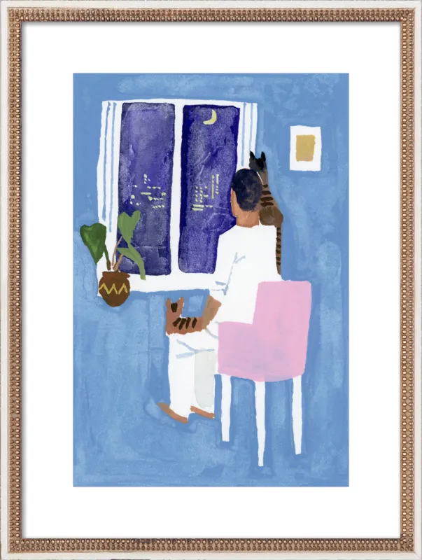 Look at the cat and the moon by Hiroyuki Izutsu for Artfully Walls