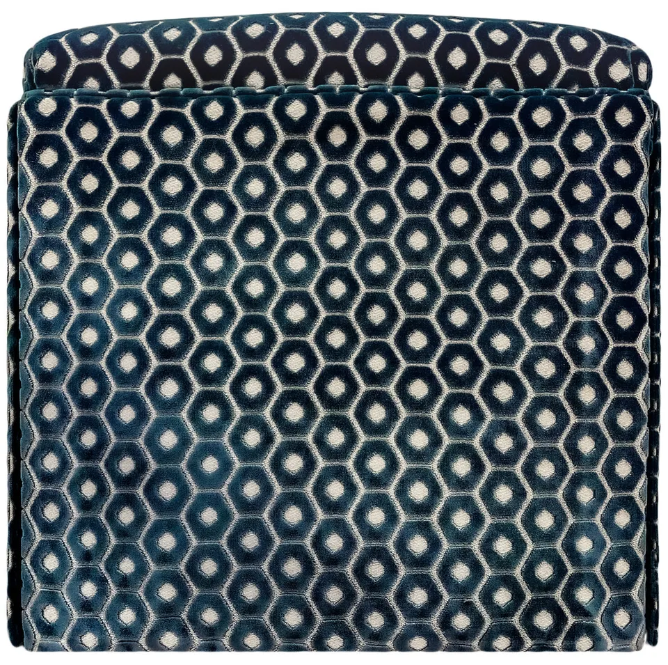 THE SKIRTED OTTOMAN :: PALOMA CUT VELVET  // NAVY BLUE - Skirted Ottoman