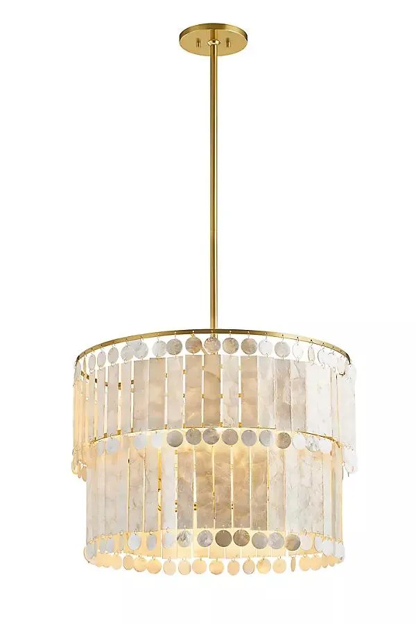 Mitzi Melisa 6-Light Aged Brass Chandelier with Capiz Shade