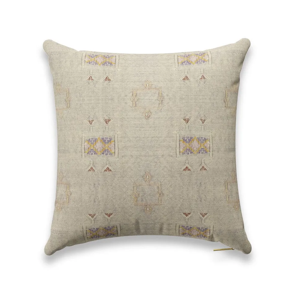 Iris Cactus Silk Pillow by St. Frank | Green | 22" W x 22" H | Cowhide/Silk/Linen