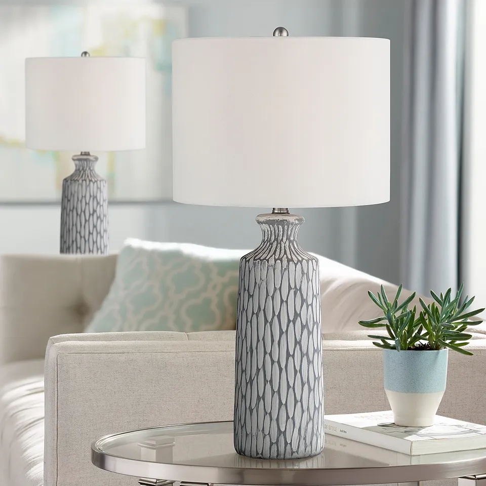 Possini Euro Patrick 26 1/4" Whitewash Ceramic Table Lamps Set of 2
