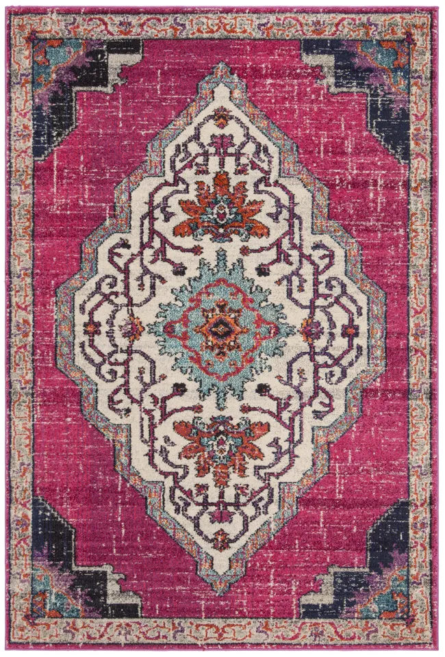 Arlo Home Woven Area Rug, MNC254D, Pink/Multi,  6' 7" X 9' 2"