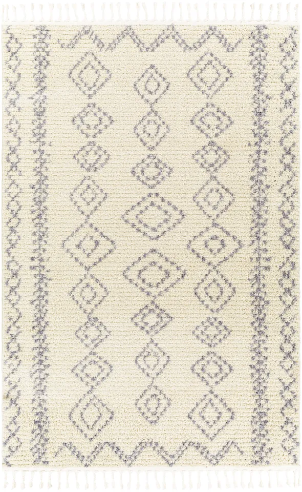 Casablanca Shag White Indoor 9'2" x 12' Machine Woven Rug