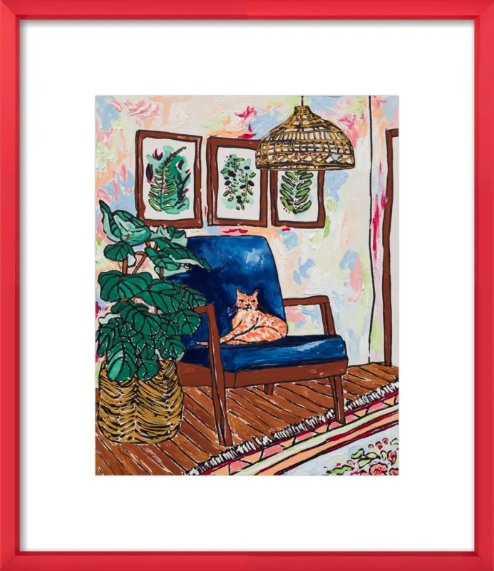 Ginger Cat in Mid Century Chair by Lara Lee Meintjes for Artfully Walls