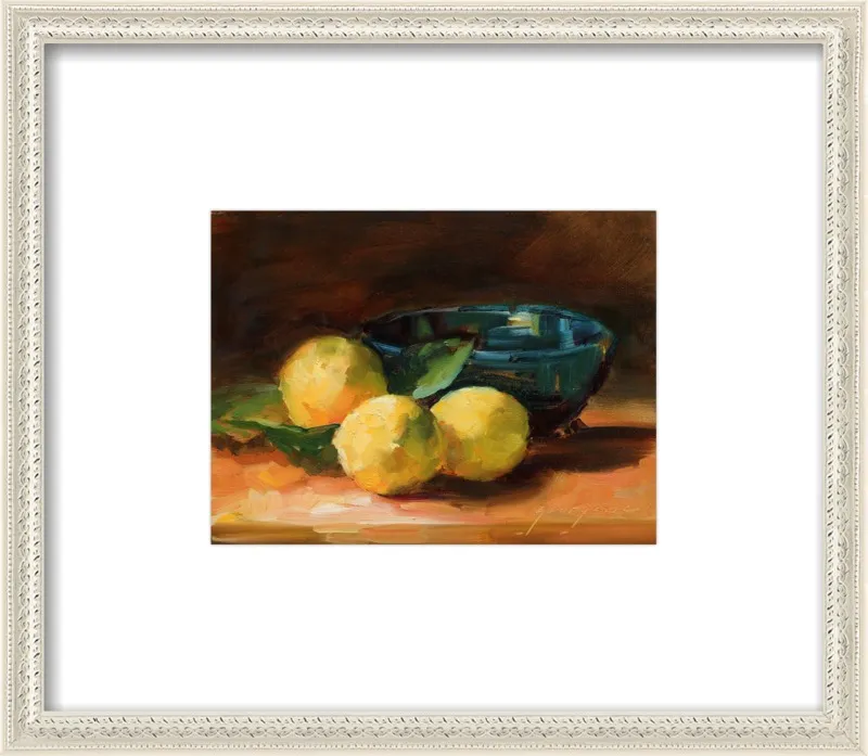 Lemons and Blue Bowl by Georgesse Gomez for Artfully Walls