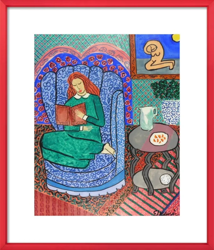 Red Headed Reader by Linda Elksnin for Artfully Walls