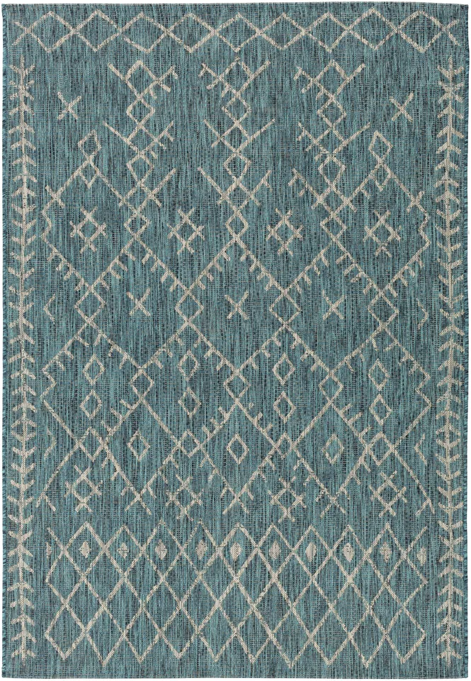 Eagean Blue Outdoor 8'10" x 12' Machine Woven Rug