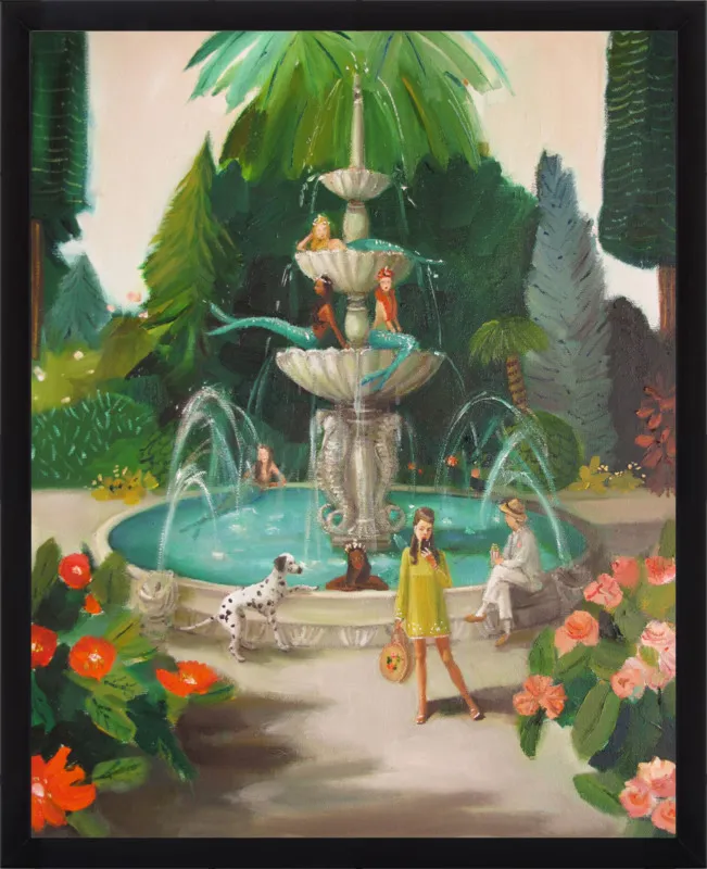 Selfie At The Mermaid Public Fountain by Janet Hill for Artfully Walls