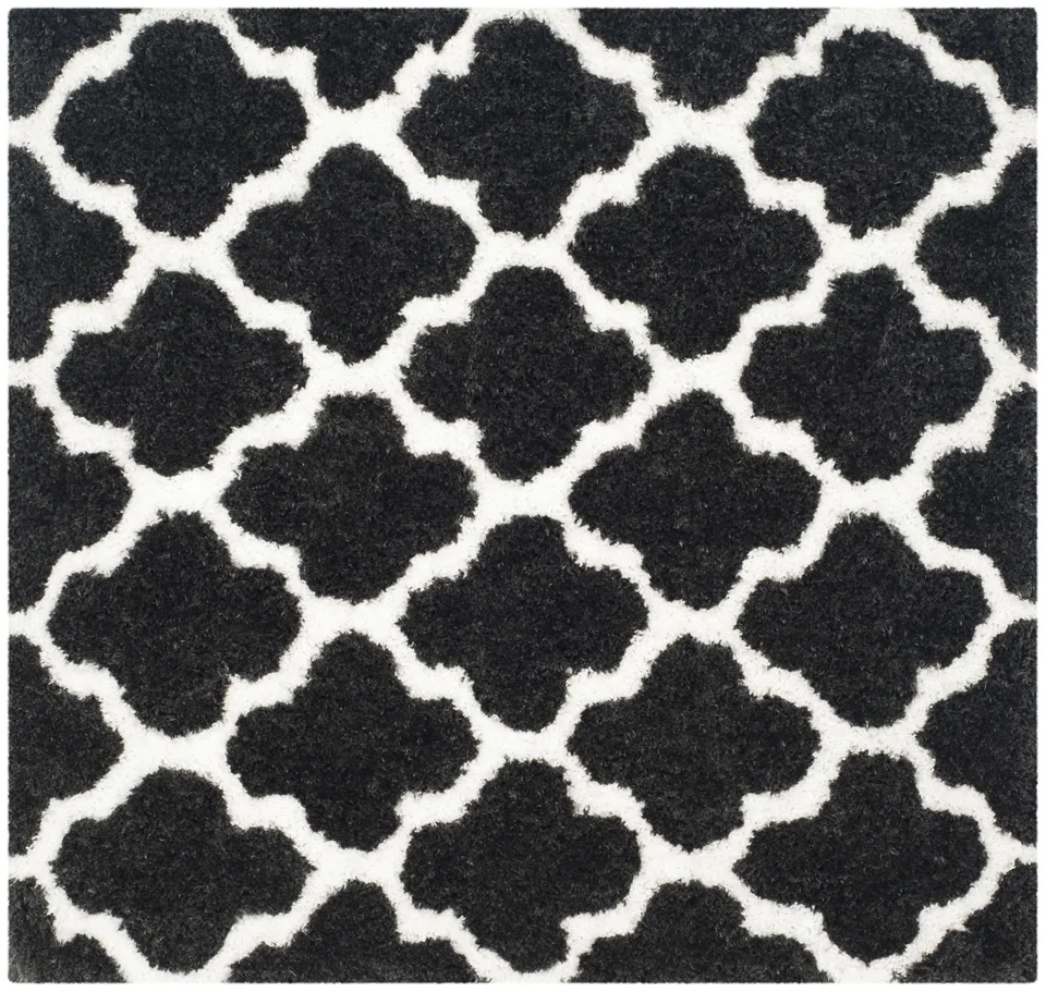Arlo Home Hand Tufted Area Rug, BSG319D, Graphite/Ivory,  5' X 5' Square