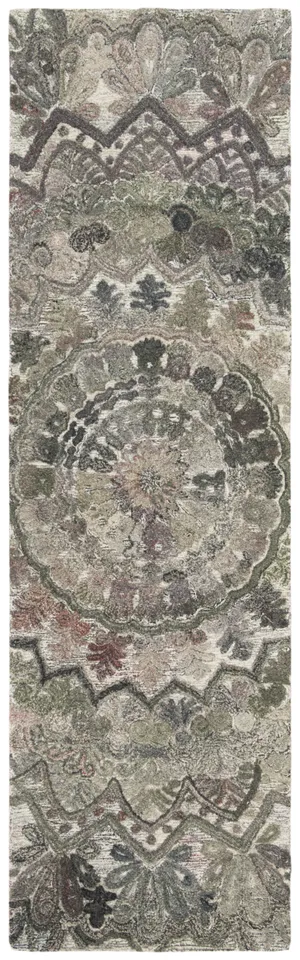 Arlo Home Hand Tufted Area Rug, MRQ110A, Grey/Multi,  2' 3" X 8'
