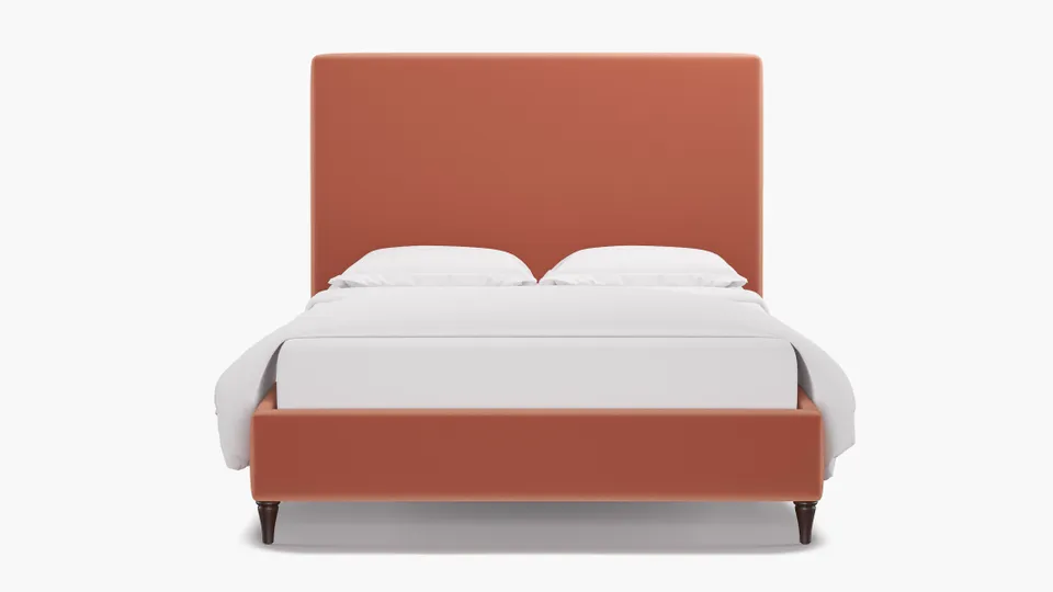 Classic Bed, Coral Performance Velvet, Espresso Decorative Tapered Leg, Full