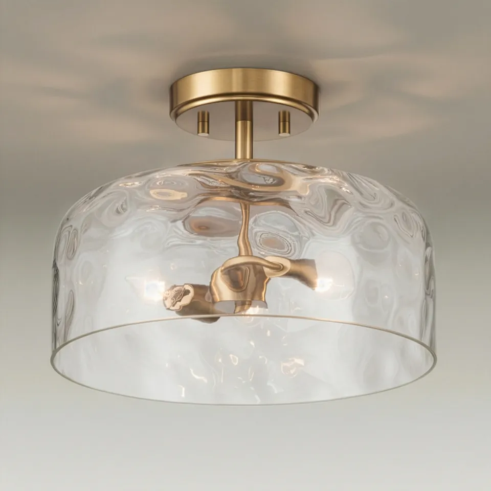 Possini Euro Luther 13"W Warm Brass Water Glass 2-Light Ceiling Light