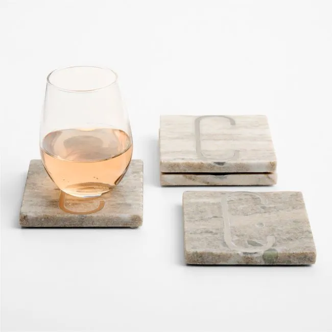 Tuscan Kitchen Marble "C" Monogram Coasters, Set of 4