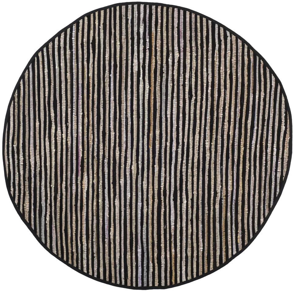 Arlo Home Hand Woven Area Rug, RAR130Q, Black/Multi,  6' X 6' Round