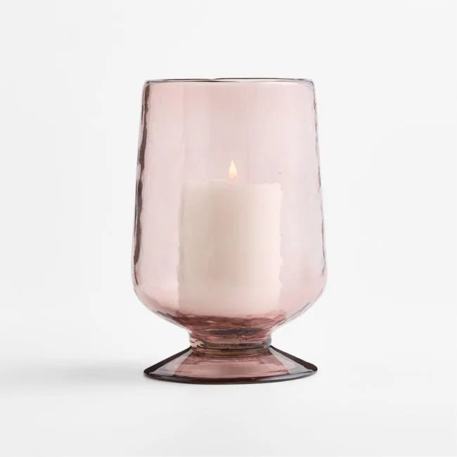 Bergen Medium Glass Plum Hurricane Candle Holder 8.75"