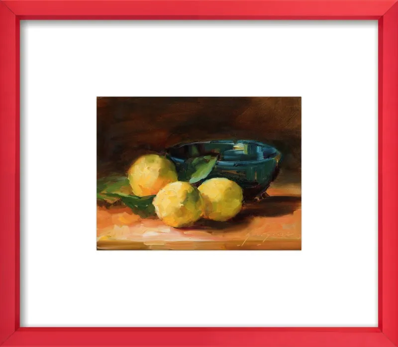 Lemons and Blue Bowl by Georgesse Gomez for Artfully Walls