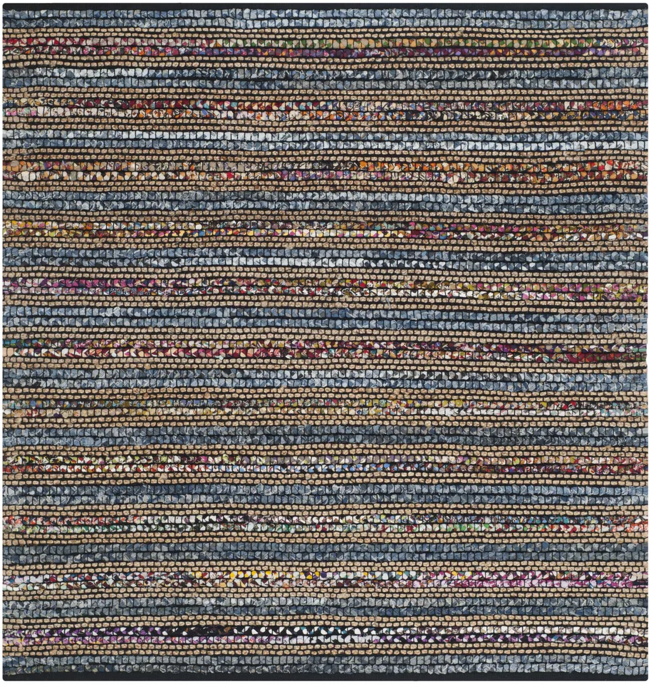 Arlo Home Hand Woven Area Rug, CAP361A, Blue/Multi,  6' X 6' Square