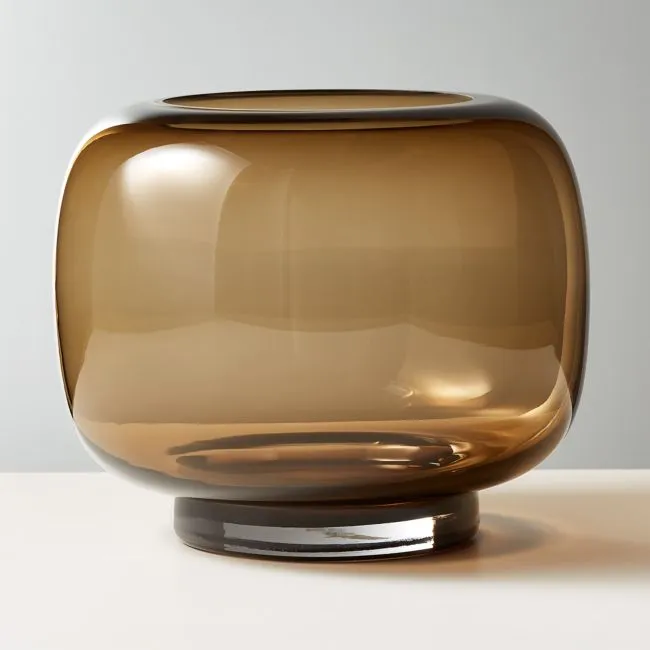 Coco Round Smoked Amber Glass Hurricane Candle Holder Large