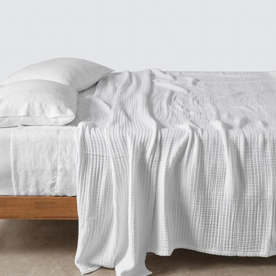 The Citizenry Organic Cotton Gauze Bed Blanket | White