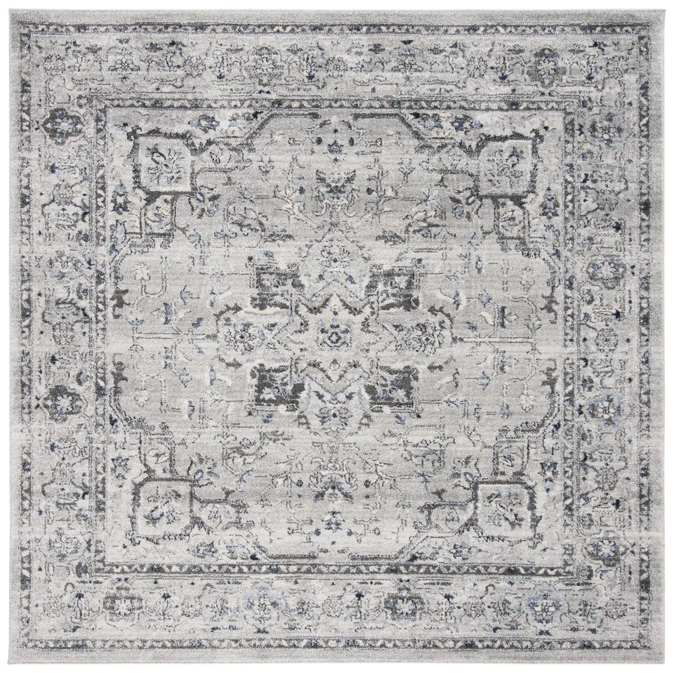 Arlo Home Woven Area Rug, CHL411F, Grey/Dark Grey,  6' 7" X 6' 7" Square