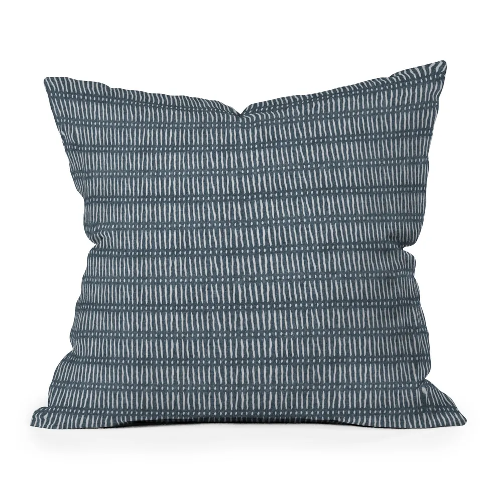 Mud Cloth Dash Navy by Little Arrow Design Co - Outdoor Throw Pillow 16" x 16"