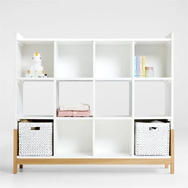 Rue 52" White Wood 12-Cube Bookcase