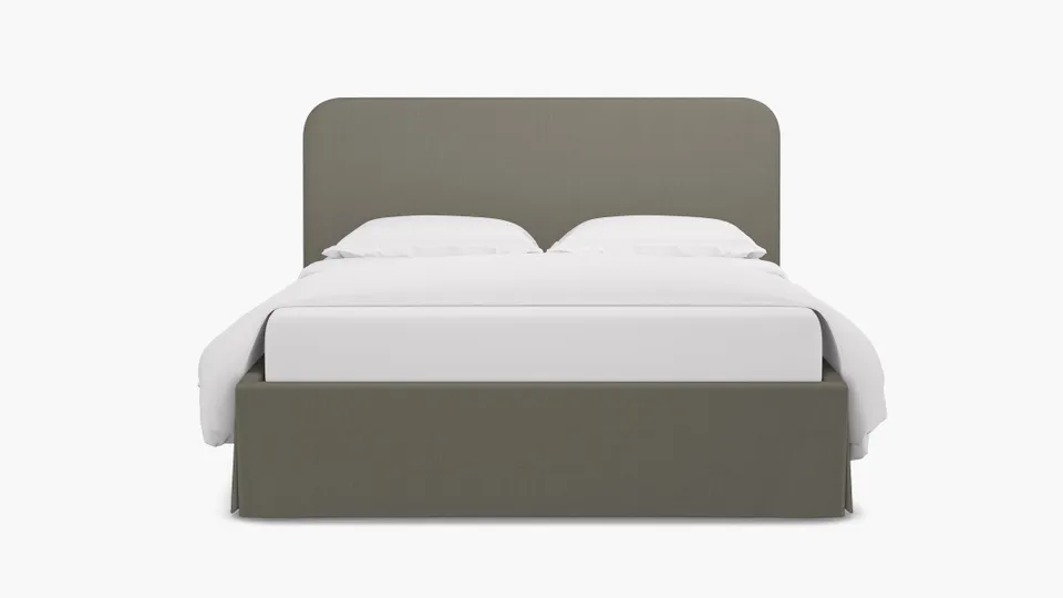 Skirted Platform Bed, Putty Everyday Linen, Twin