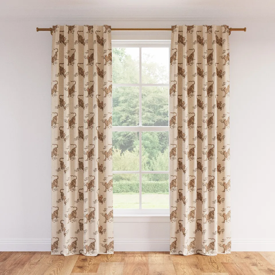 Printed Linen Curtain, Canvas Tigresse, 50" x 84", Privacy