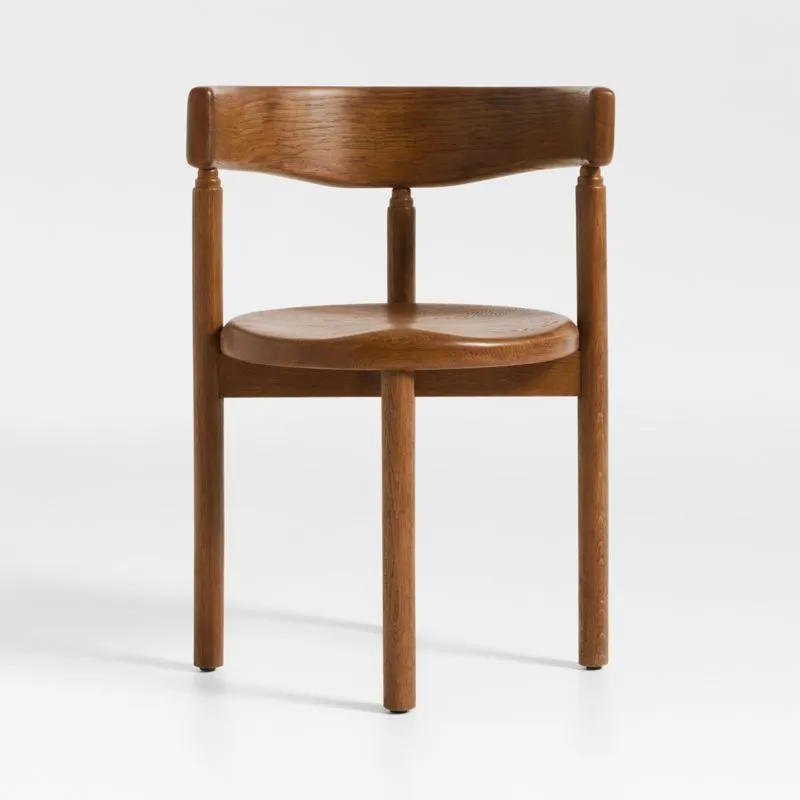 Virage Warm Brown Oak Wood Curved Dining Chair