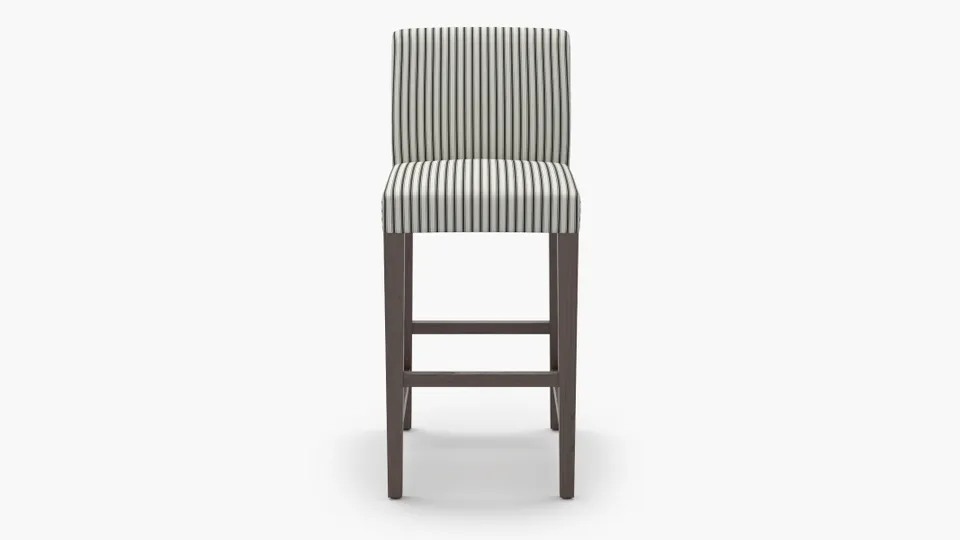 Signature Dining Bar Stool, Black Classic Ticking Stripe, Espresso Square Tapered Leg