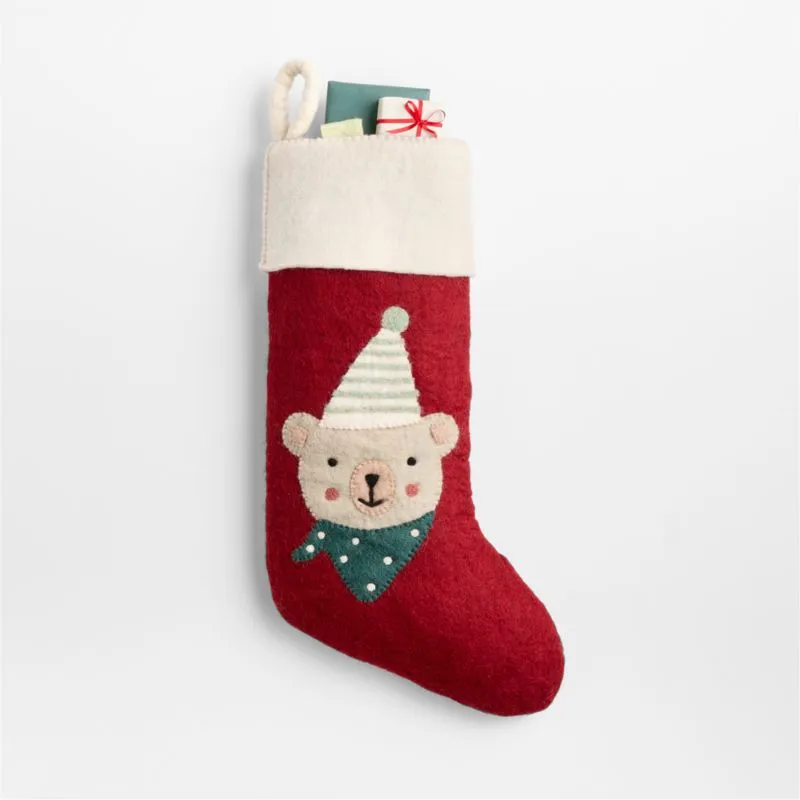 Festive Friends Bear Kids Christmas Stocking