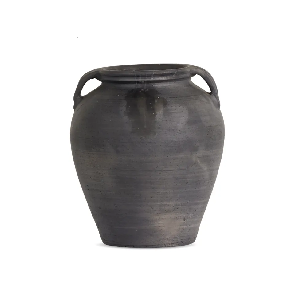 Laith Vase-Aged Black Ceramic