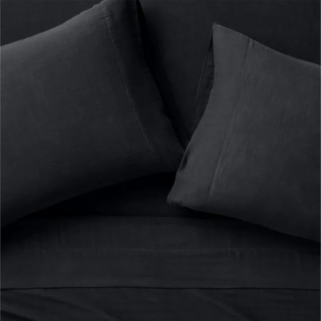 Organic Cotton Gauze Midnight Navy Blue Queen Bed Sheet Set