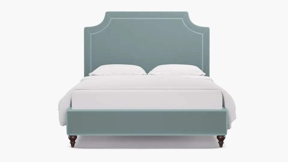 Deco Bed, Spa Performance Plush Velvet, Espresso Traditional Turned Leg, Twin