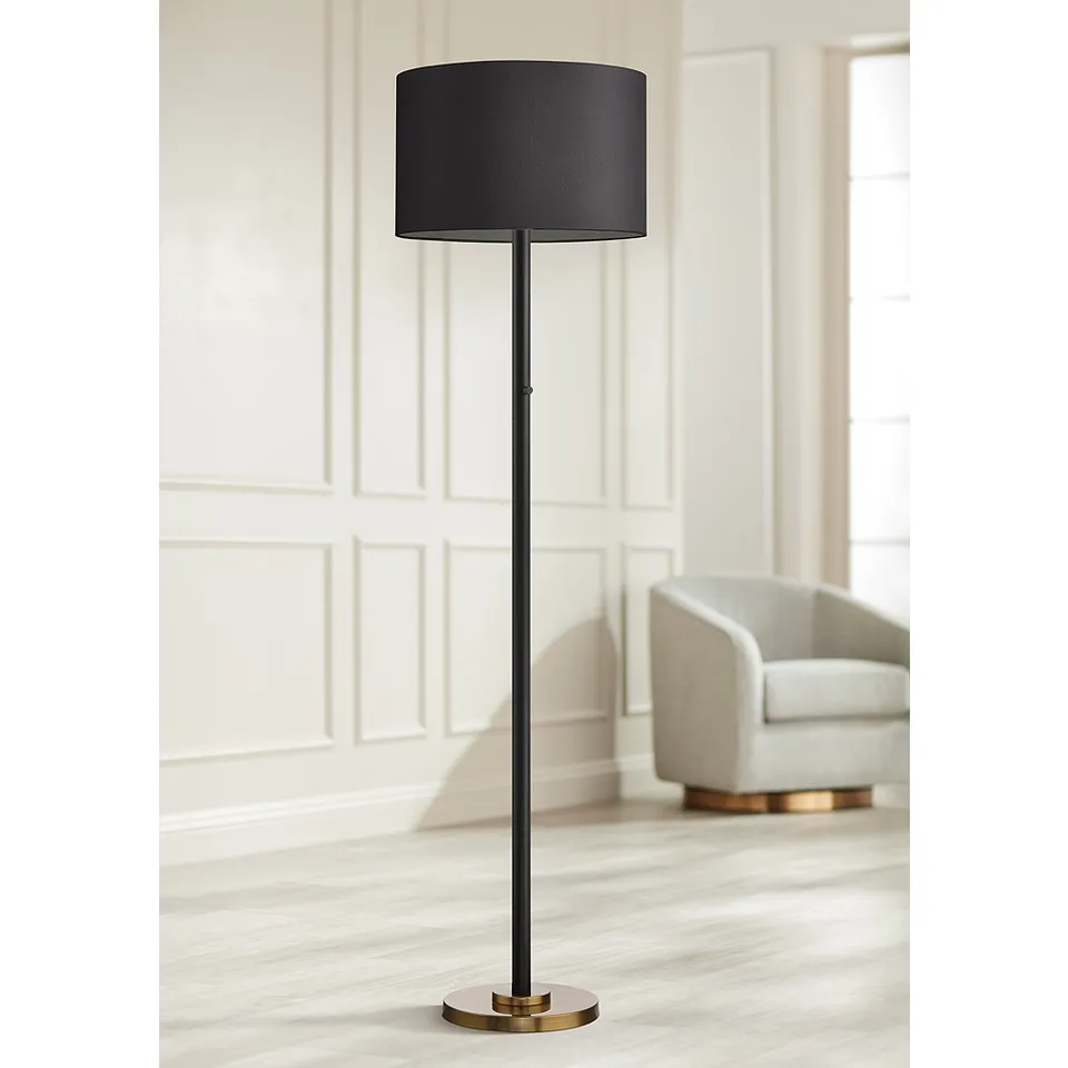 Possini Euro Meridian Black Shade 72" Light Blaster Floor Lamp