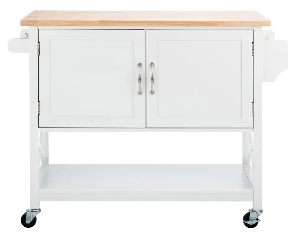 Kesler 2 Door 1 Shelf Cart - White / Natural