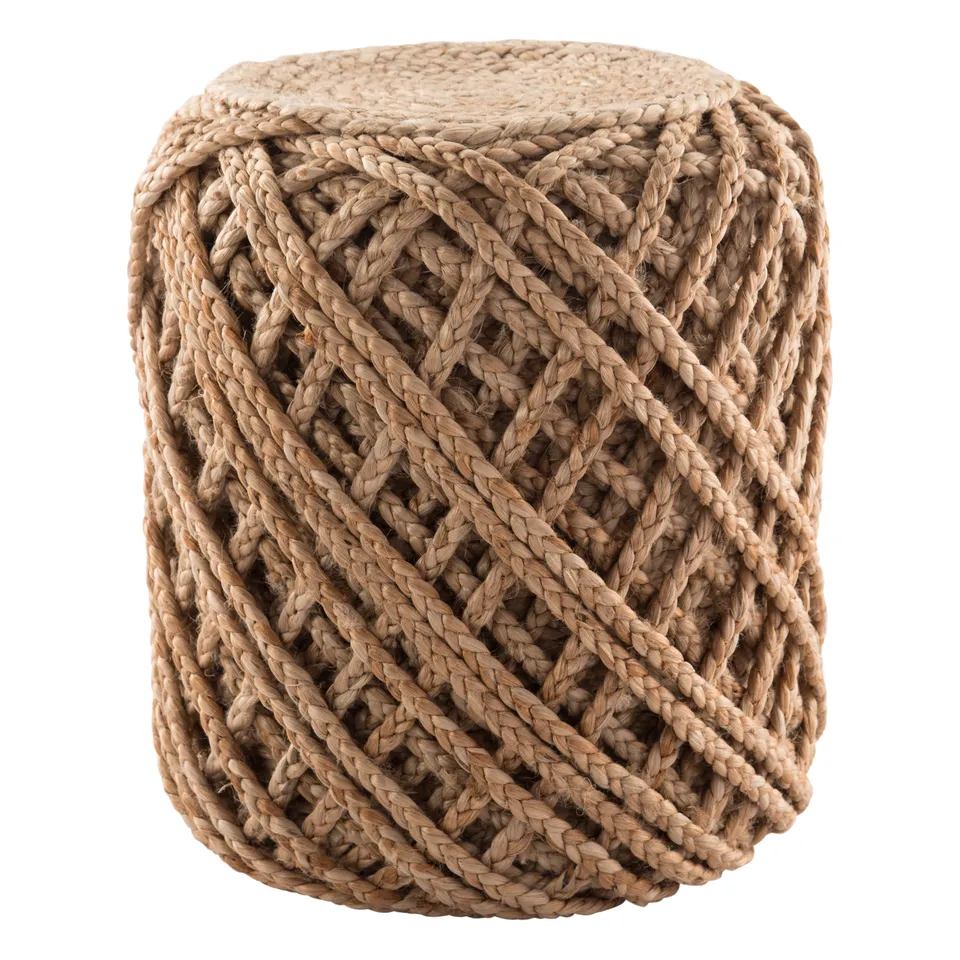 Guna Natural Textured Tan Cylinder Pouf