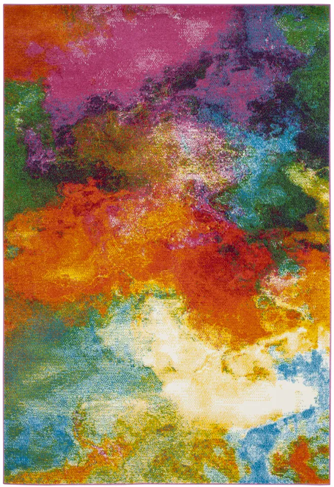 Arlo Home Woven Area Rug, WTC619D, Orange/Green,  4' X 6'