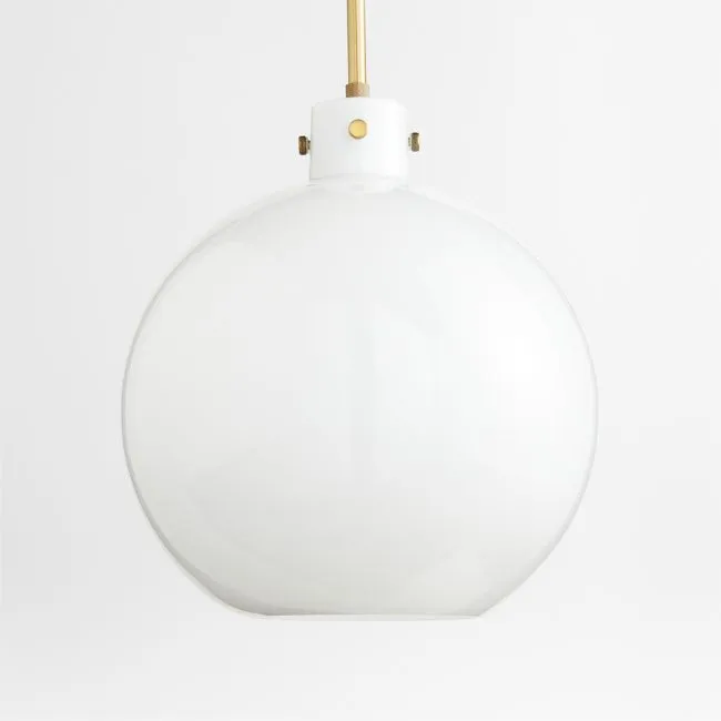 Dakota Brass Pendant Light with Large Milk Glass Globe 12.5"