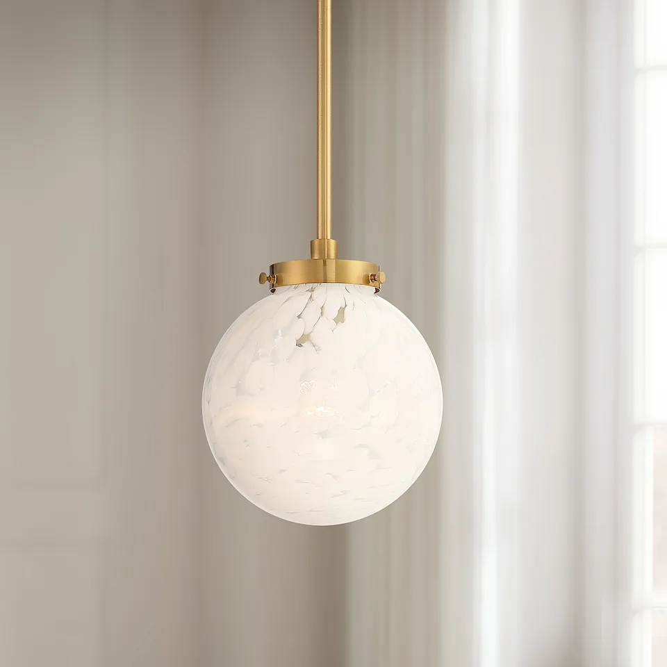 Possini Euro Candide 7" Wide Gold and Crackle Glass Globe Mini-Pendant