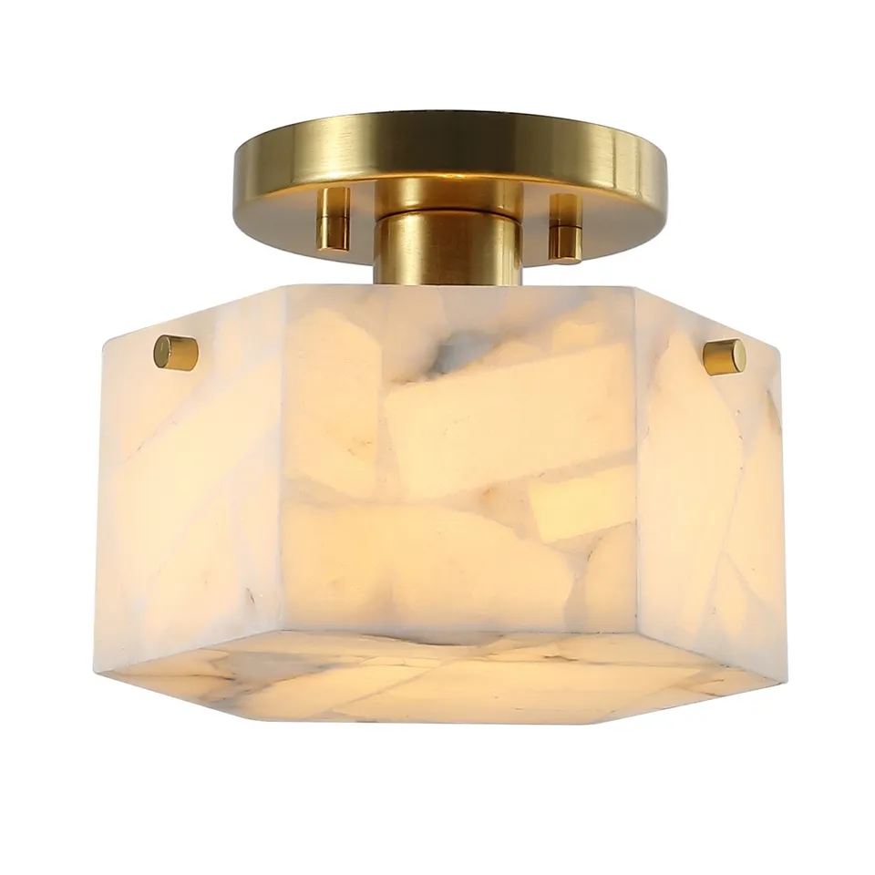 Kory 8 Inch Flush Mount - White/Brass