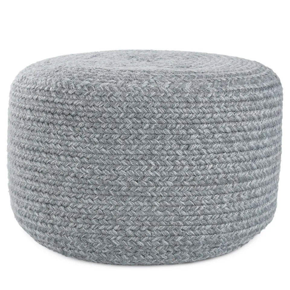Vibe by Grayton Indoor/ Outdoor Solid Heather Blue Cylinder Pouf