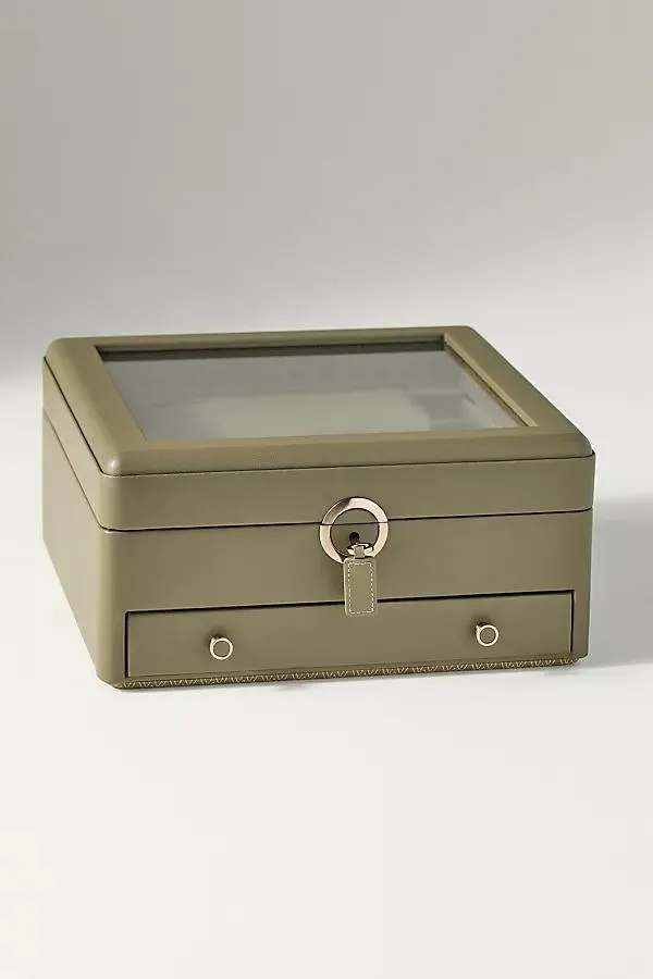Leather Earth Watch Stand Box