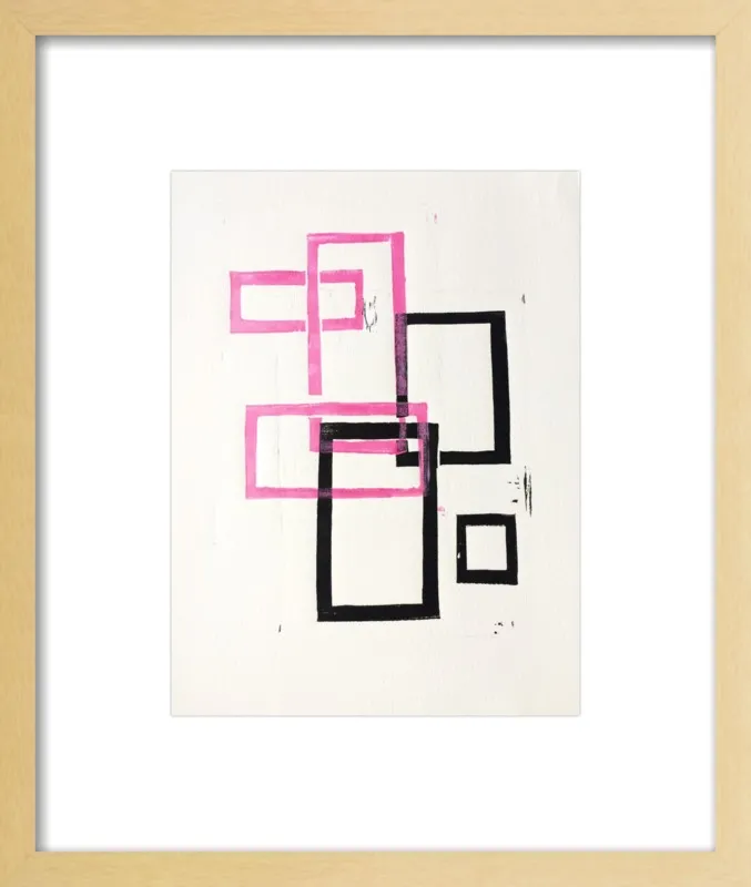 Pink and Black Geometric Squares x2 by Stacy Rajab for Artfully Walls