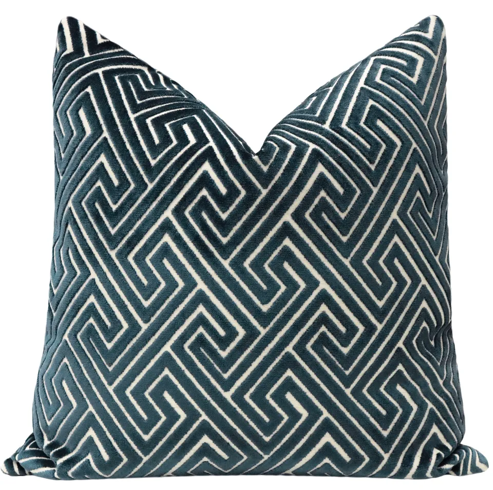 ROMAN CUT VELVET // NAVY BLUE - 20” X 30” QUEEN SHAM