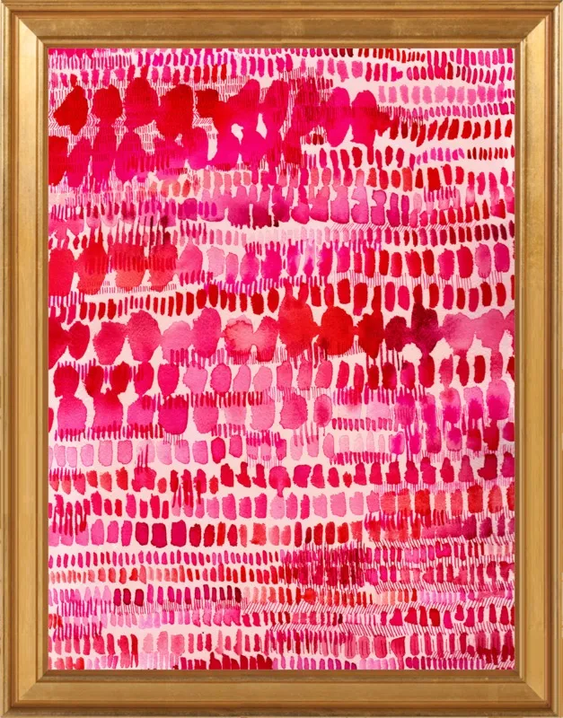 Pink and Red Watercolor Patterns Wall Art  by Paula Mills for Artfully Walls